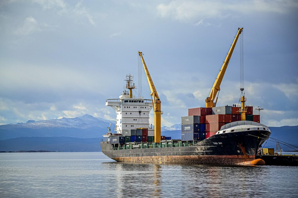 ship, cranes, loading, dock, port, pier, machinery, heavy machinery, cargo, cargo ship, shipping, shipping industry, freight, freight transport, nature, freight ship, sea, ocean, water, travel, voyage, argentina, transport, transportation, infrastructure