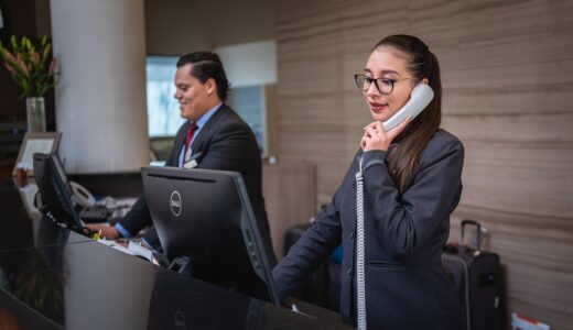receptionists, phone call, hotel, reception, woman, man, work, attention, lobby, employees, professional, company, assistance, hotel, hotel, hotel, hotel, hotel, reception