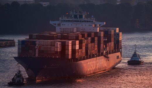 container ship, port, cargo ship, elbe, hamburg, ship, tractor, cosco, nature, sunset, bugger, harbor motifs, dusk, maritime