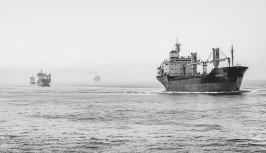 ships, ocean, nature, sea, vessels, container ships, cargo ships, transportation, nautical, monochrome, black and white