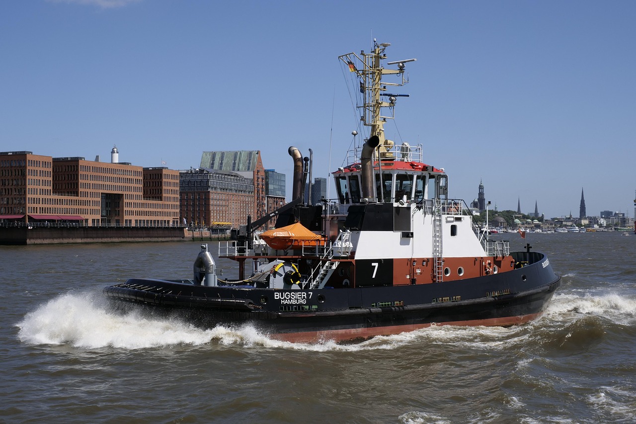 shipping, ship, shipping company, towing vessel, tractor, hamburg, port city, elbe, maritime, port, bugsier 7, hamburg harbour