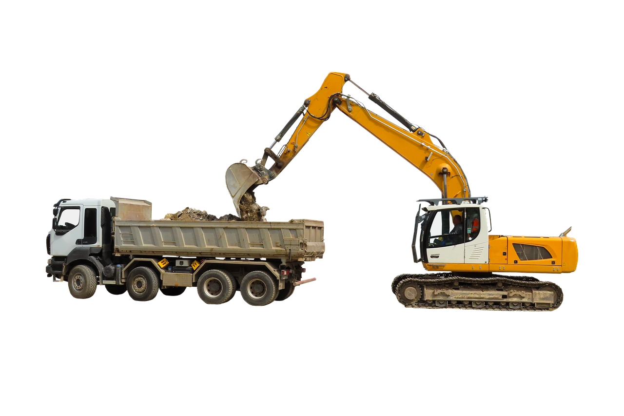 vehicle, excavator, construction site, shovel, construction machine, construction vehicle, truck, building rubble, charge, transport, isolated, excavator, excavator, excavator, construction site, truck, truck, truck, truck, truck