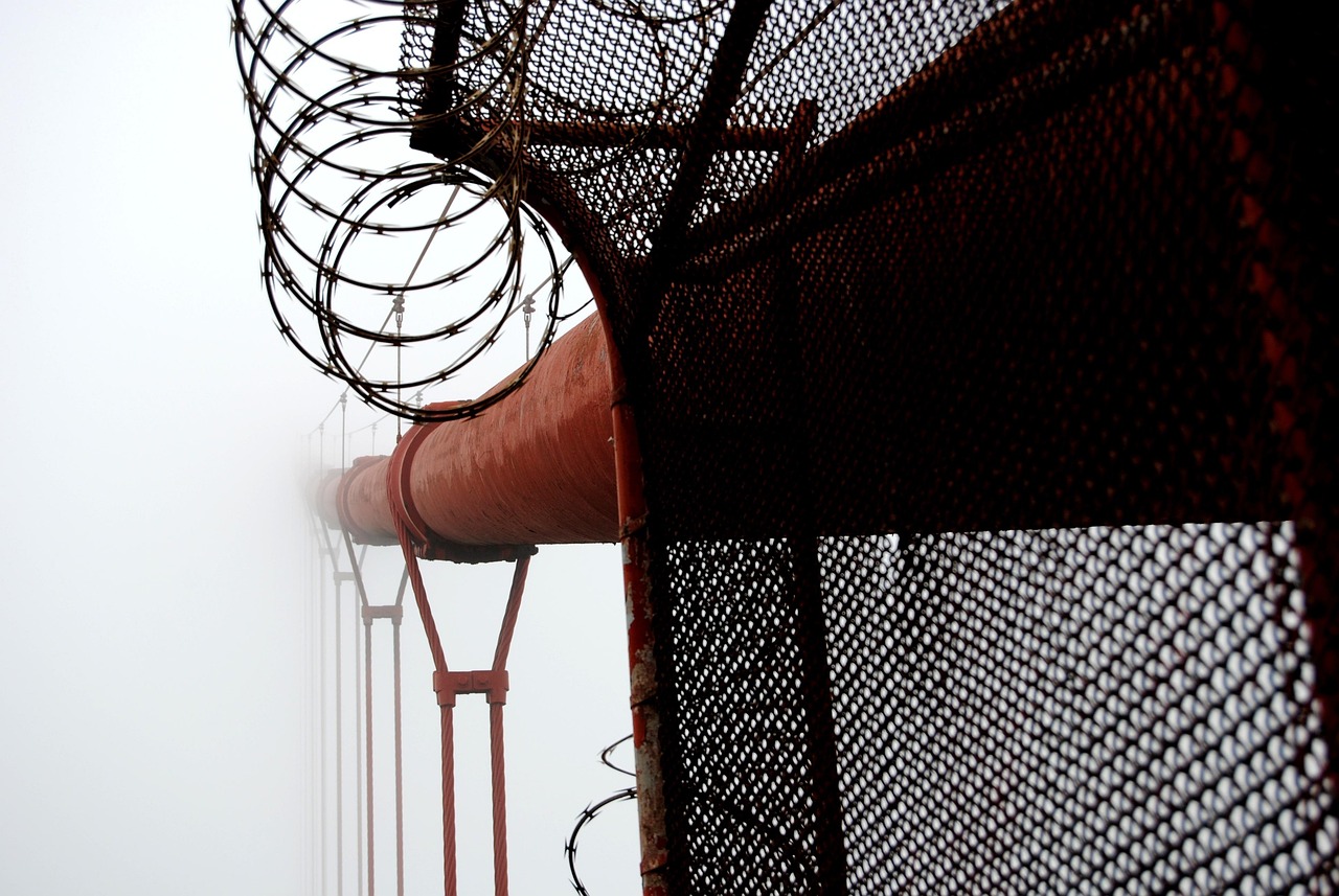 bridge, fog, california, metal, steel, san francisco, architecture, city