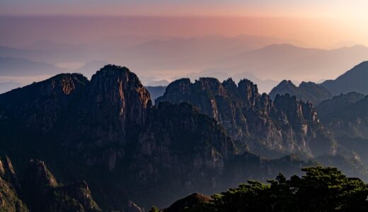 mountain, sunrise, nature, outdoors, huangshan, china