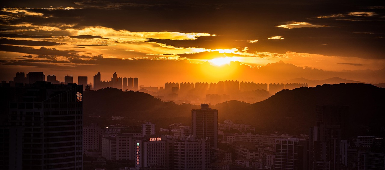 city, nature, sunset, guangzhou