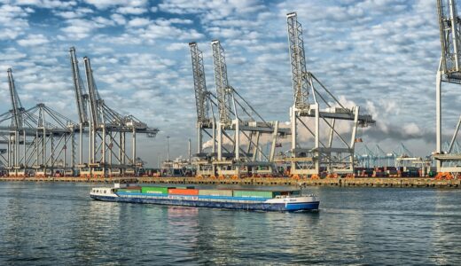 ship, freighter, freight, shipping, transport, container, port, rotterdam, netherlands, holland, envelope, cargo handling, loading, water transport, loading crane, charge, customs, container terminal, boat, heaven, clouds