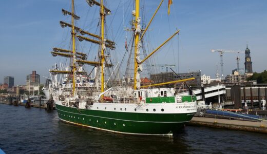 sailing ship, hamburg, port, alexander, from, humboldt, elbe, water, flow, ship, hanseatic city, germany, nature, shipping, speicherstadt, training ship, bark