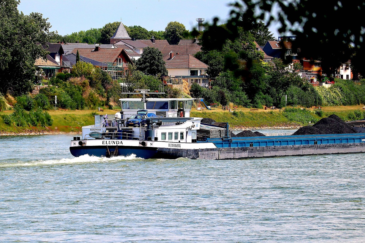 rhine, ship, barge, traffic, village, charge, money, barge, barge, barge, barge, barge