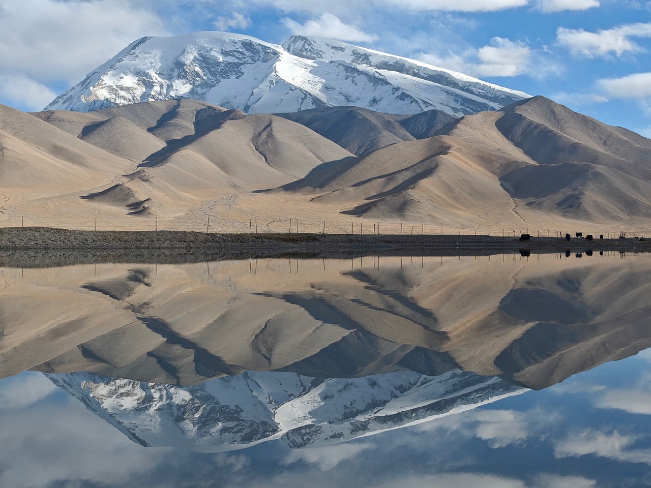 muztagh, mountain, mirror, xinjiang, china, travel, nature, snow, glacier, pamir, China, Kizilsu Kyrgyz Autonomous Prefecture, Xinjiang