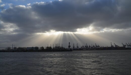 sea, nature, charge, heaven, clouds, outdoors, hamburg, port motifs, hamburgensien