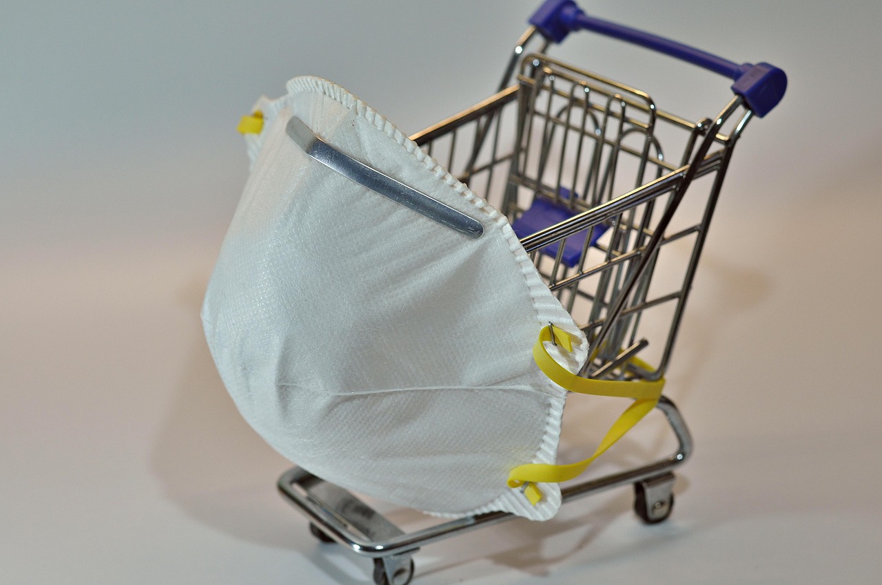 shopping market, coronavirus, protective mask, protective mask duty, mouth guard, epidemic, health, pandemic, respiratory protection, protect, mask duty, food trade, call, caution, protection, infect